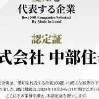 中部住器が企業100選に